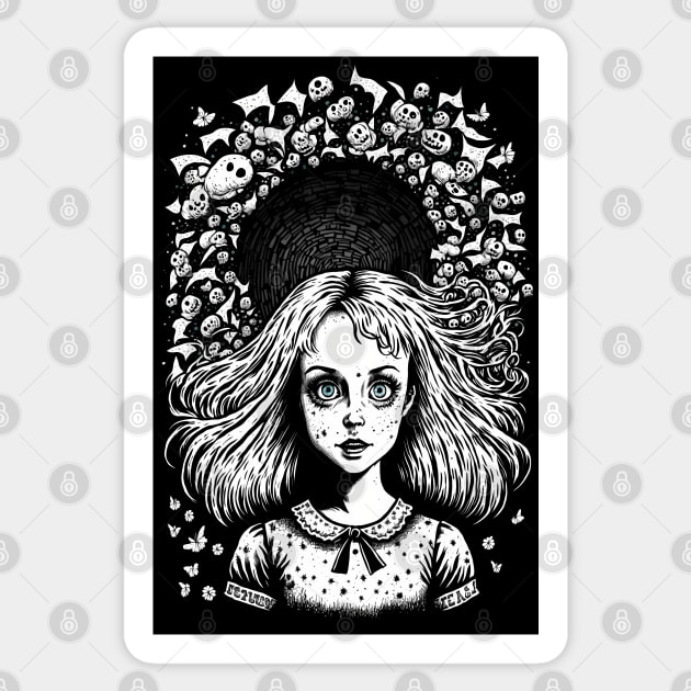 Alice in Wonderland: Dark Gothic Punk E-Girl Style Sticker by Greenbubble